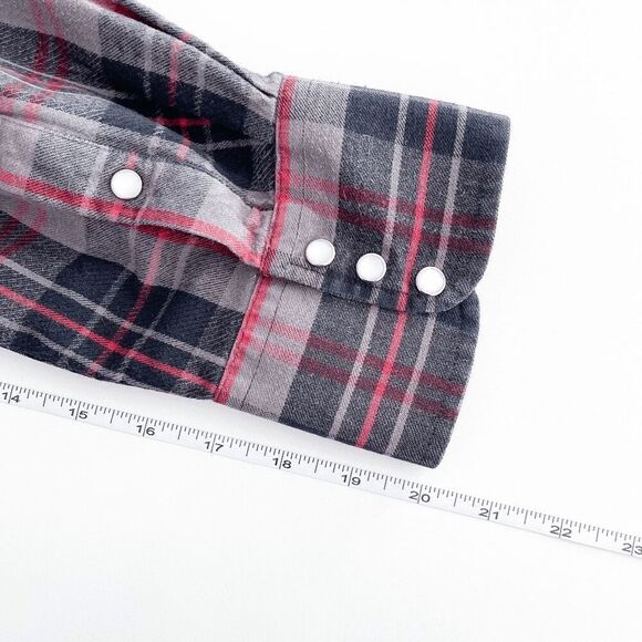 MWG Apparel Mens Plaid Flannel Pearl Snap Button Up Western Shirt Black Red XL - Picture 5 of 7